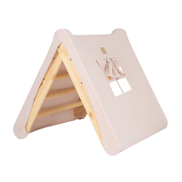 Wooden climbing tent, rose with a natural ladder