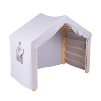 Wooden climbing house - Gray and Blue House with ladder in natural color