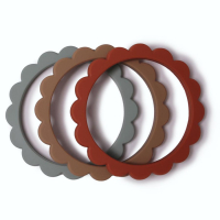 Flower Teething Bracelet 3-Pack (Cambridge Blue/Clementine/Natural)